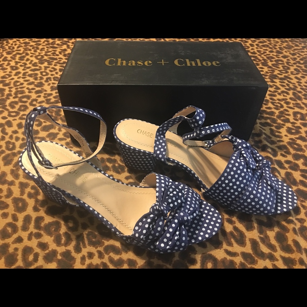 Brand new Chase + Chloe polka dot sandals. Size 8.